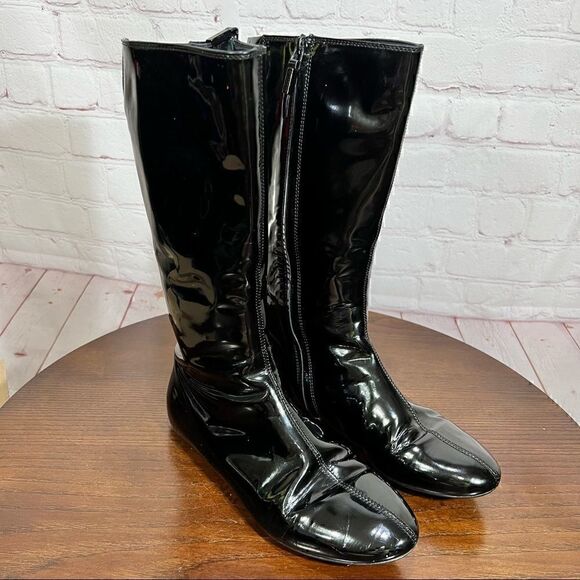 37 (7) BURBERRY Patent Leather Mid-Calf Boots GUC Vintage Y2K - Picture 2 of 16